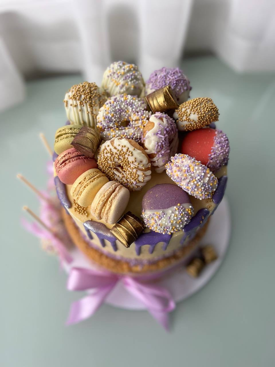 2 Tier Pistachio Raspberry Cake